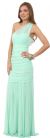 One Shoulder Shirred Mermaid Style Long Formal Prom Dress in Mint